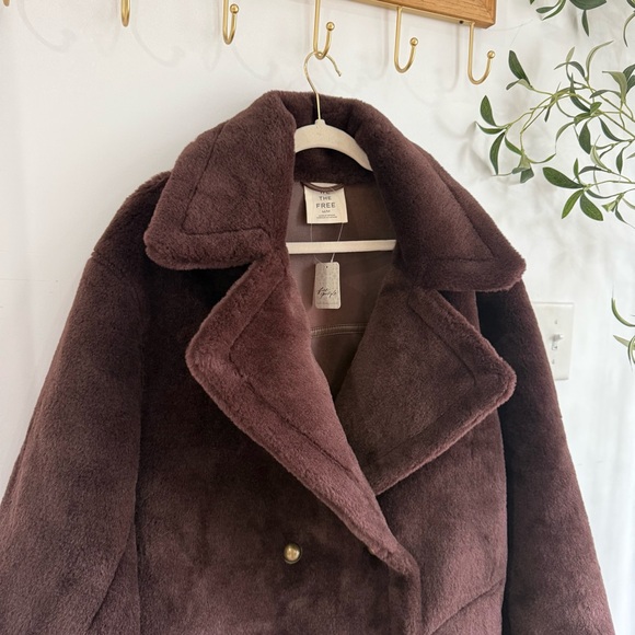 Free People We The Free Mari Reversible Coat Chocolate Brown NWT - Picture 7 of 8